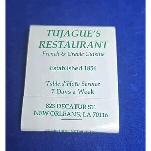 Vintage Tujague's Restaurant New Orleans LA Matchbook Souvenir‎ French Creole